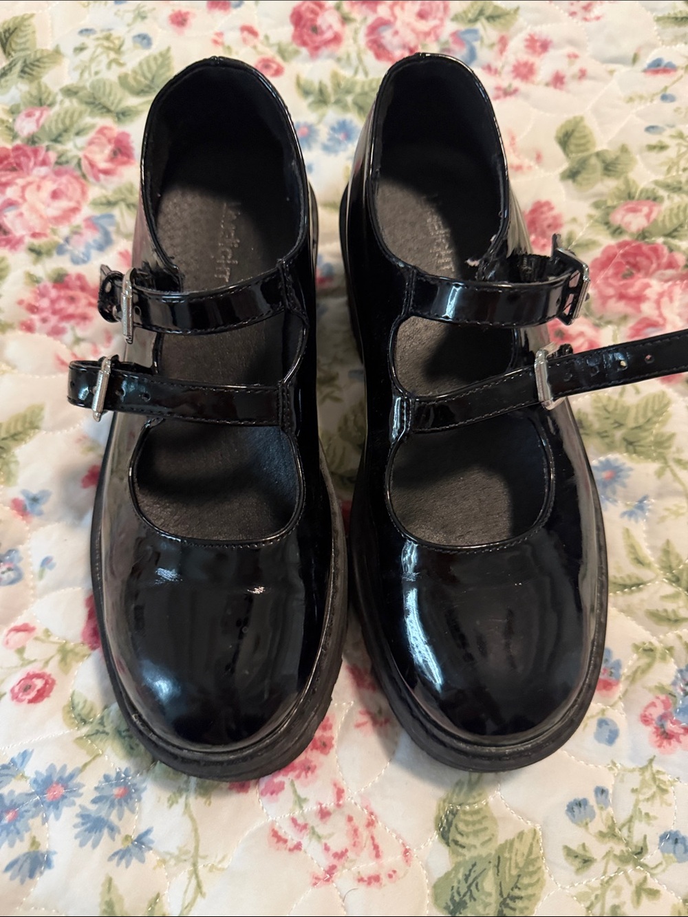 Limelight Girls Black Patent Double-Strap Mary Jane Dress Shoes